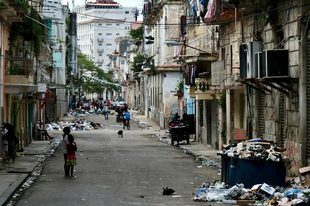 polluted city street